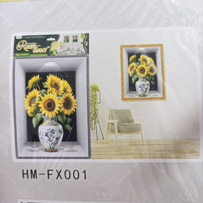 3D Aweosome flower Chinese Style Flower Classical Vase Wall Sticker