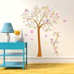 JM7250AB Owl Tree Wall Stickers for Kids Rooms 2pcs=1set Large Home Decor