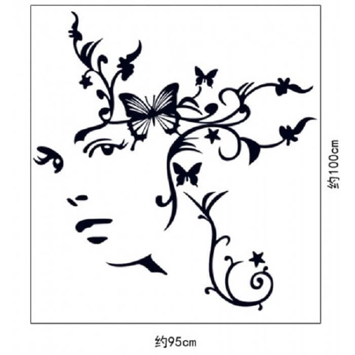 Wallstiker Dinding Siluet Gadis Bunga AY9118 Wall Sticker Kamar Tidur Anak Aesthetic