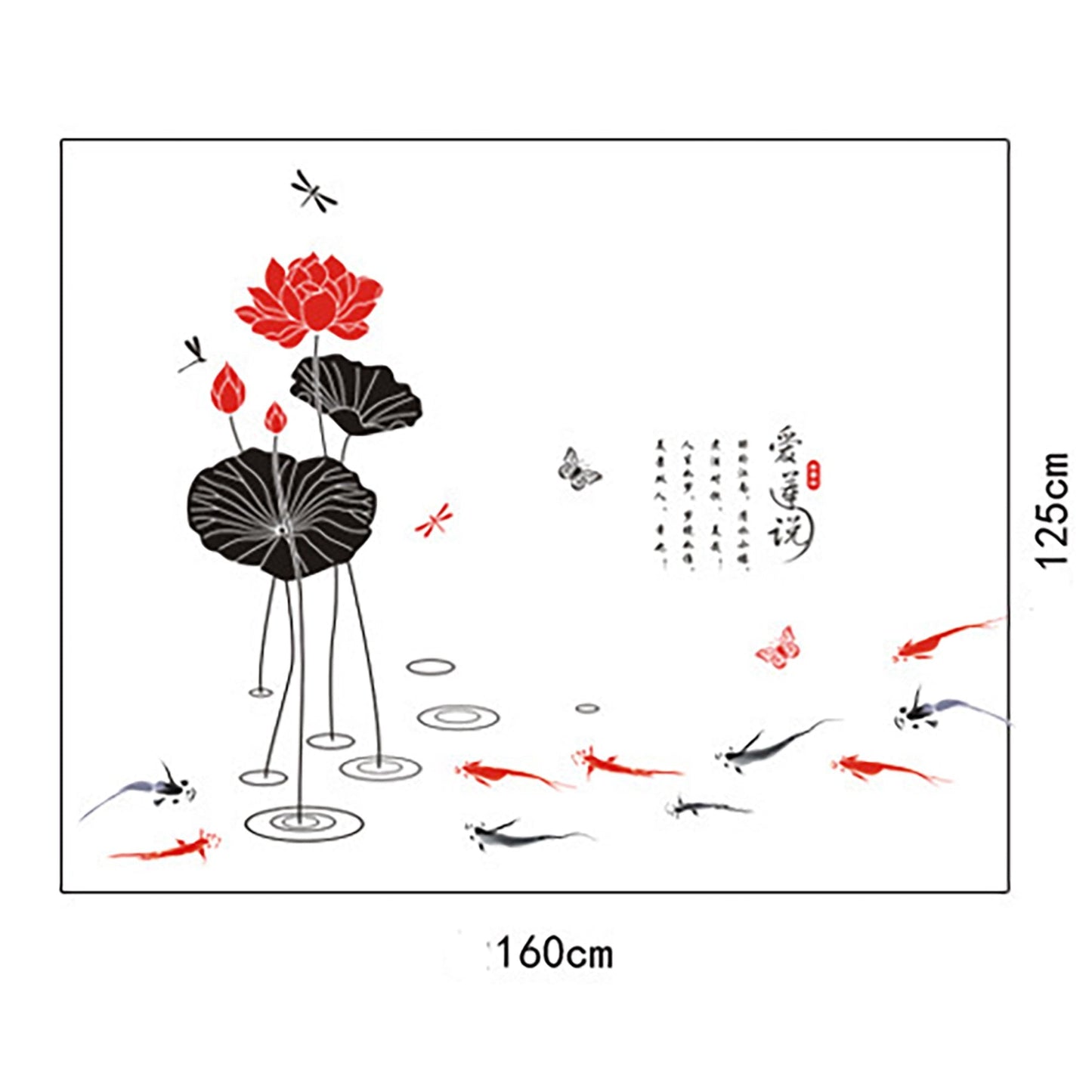Ailian Said' Lotus Flower Chinese Style Wall Stickers Wall Decal DIY PVC for kindergarten Living Room Children's Room TV Sofa Background Wall Art Decors