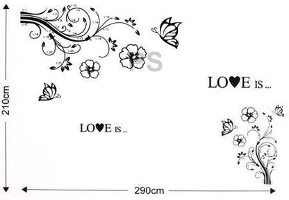 Syga Polyvinyl Chloride Black Flower Wall Stickers (Jm7227Ab)