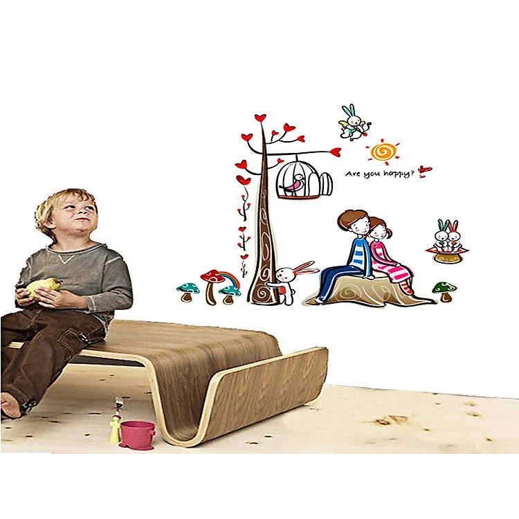 Wall decal two lovers leaning back ay924