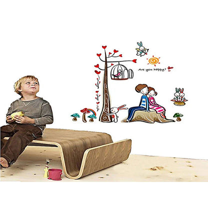 Wall decal two lovers leaning back ay924