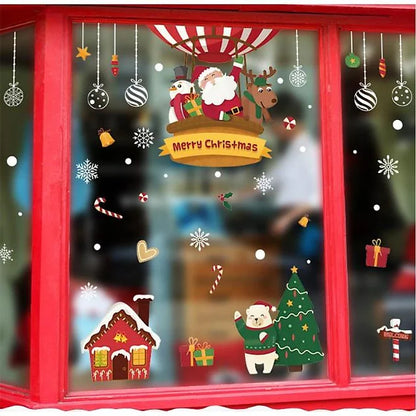 Border Wall Paste Christmas Tree Shop Shop, Glass Paste Window Door Decoration, Santa Claus Paste Paper Window Flower