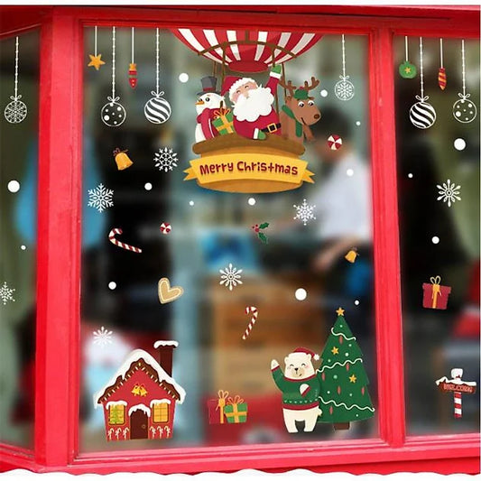 Border Wall Paste Christmas Tree Shop Shop, Glass Paste Window Door Decoration, Santa Claus Paste Paper Window Flower
