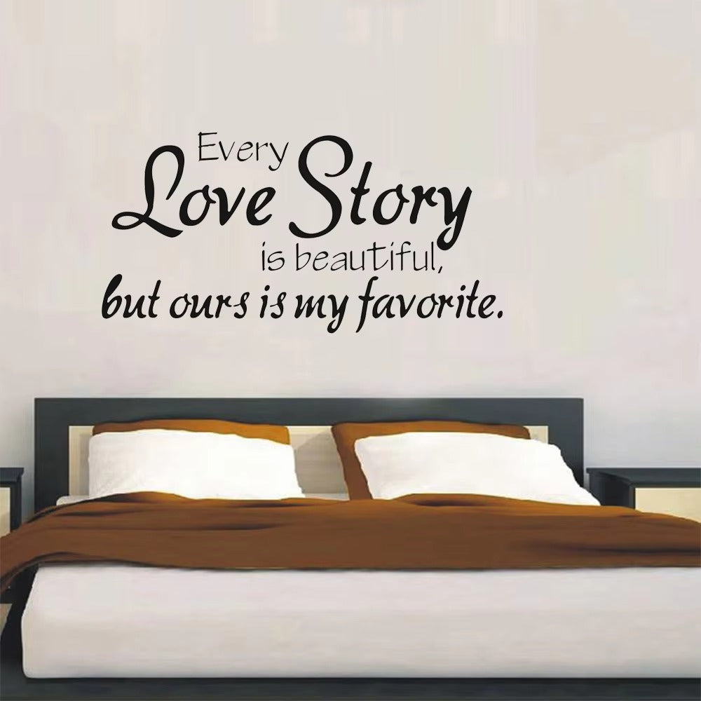 Wall Stickers Home Decor -English Quote "Every Love Story Is Beautiful" Vinyl Lettering Words Wall Art Quote Sticky Decals 30 Size : 45x67cm)