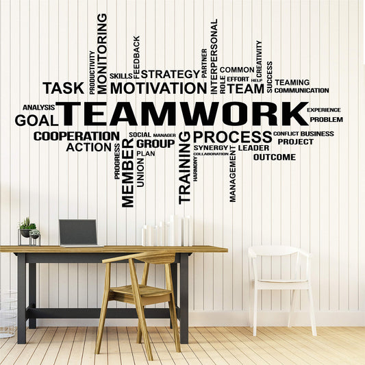 Office Wall Vinyl Art Decor - Teamwork Decals Motivational Inspirational Quotes Sayings - Team Work