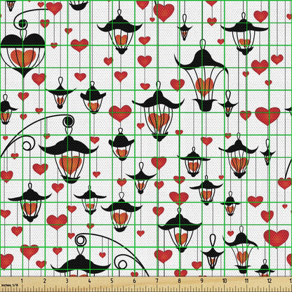 Ambesonne Love Fabric by The Yard, Romance for Valentine's Day Hearts in Lamp Classic Antique Themed Pattern, Decorative Fabric for Upholstery and Home Accents,Dk9147 wall stickers