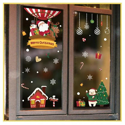 Border Wall Paste Christmas Tree Shop Shop, Glass Paste Window Door Decoration, Santa Claus Paste Paper Window Flower