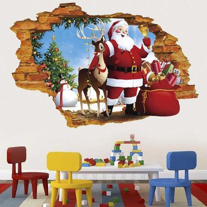 Interior sticker 3d santa claus and rudolph xh7247 50x70cm