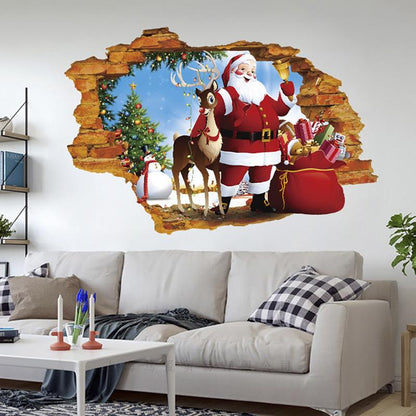 Interior sticker 3d santa claus and rudolph xh7247 50x70cm