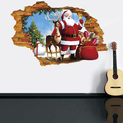 Interior sticker 3d santa claus and rudolph xh7247 50x70cm