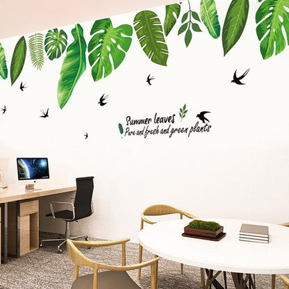 Green Summer Leaves Removable  Wall Art Sticker Home Decor