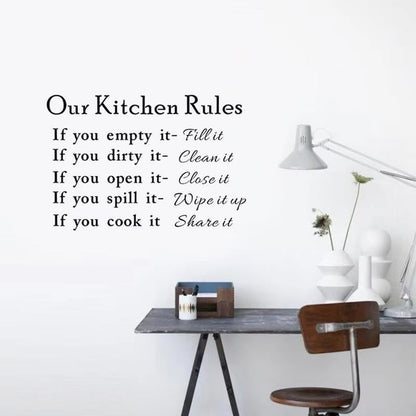 Our Kitchen Rules Cook Words Quote Wall Stickers Art Decals Home Decor NEW Room Decoration Accessories Kitchen Wall Stickers  DZ007  Size:40*60cm