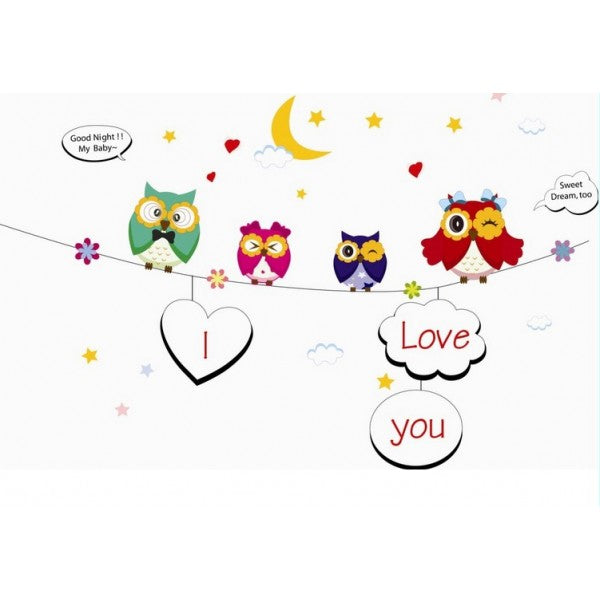 Ay641 DesignCreations PVC Vinyl 'Colorful Owls Wall Sticker