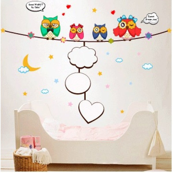 Ay641 DesignCreations PVC Vinyl 'Colorful Owls Wall Sticker