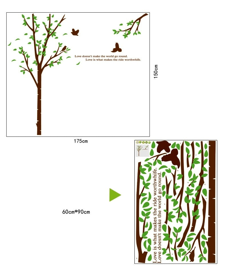 SHINE HOME DECOR'S Branches with Birds  (Green:Brown) Ay9022