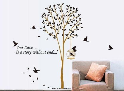AY9055 Removable Vinyl Wall Sticker Tree and Bird Home Decoration Giant Wall Decals
