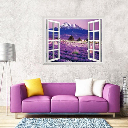 ay9234b Large Lavender Mountain 3D Window Scene View Removable Wall Sticker Decal