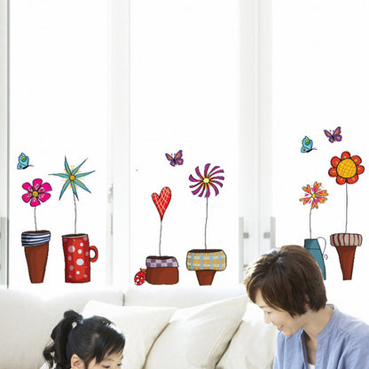 Ay947 Cute Flower Wall Sticker Kitchen Window Sticker Butterfies Wall