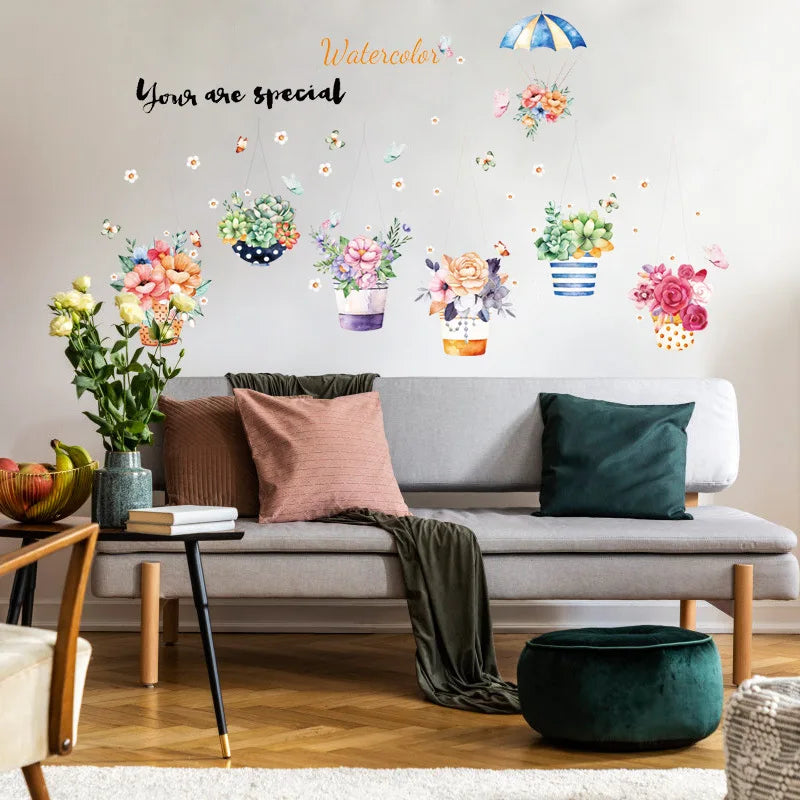 Sk9325 Flower Potted Wall Sticker