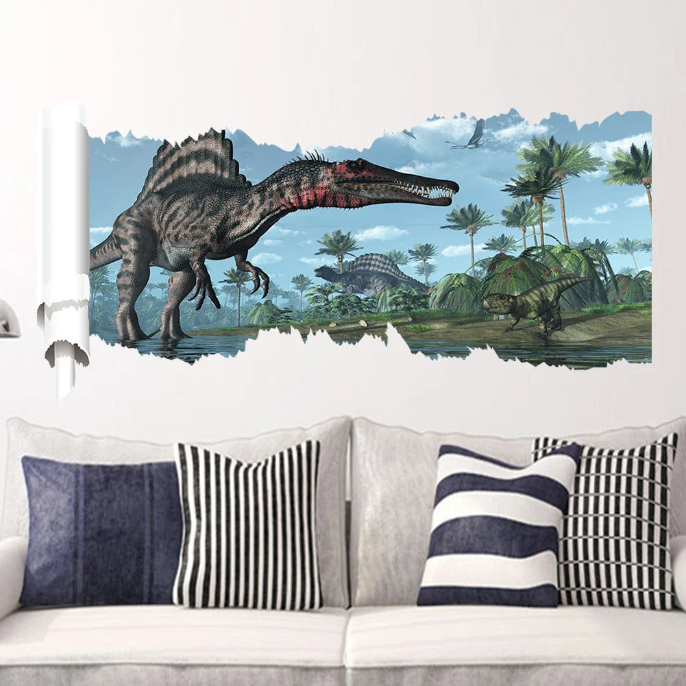 X002 Dinosaurs Wall Stickers for Kids Room Bedroom Nursery Background Mural Decor Removable Wall Decals