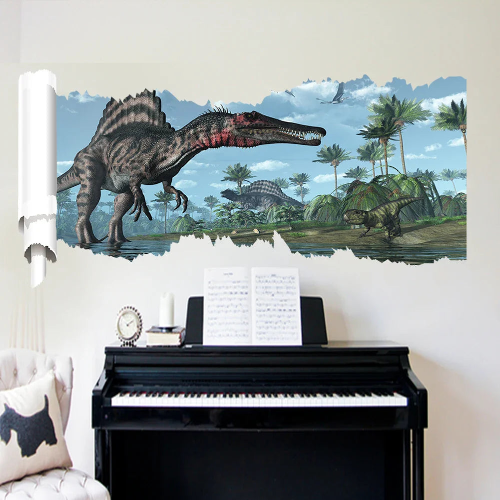 X002 Dinosaurs Wall Stickers for Kids Room Bedroom Nursery Background Mural Decor Removable Wall Decals