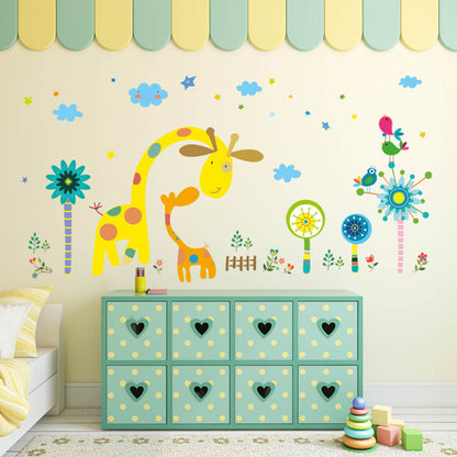 New cartoon two little deer XH9240 children's room baby kindergarten background wall decoration removable stickers