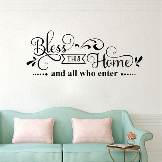 Bless This Home Wall Decal Entryway Decor Decal Christian Wall Sticker Home Decor Living Room