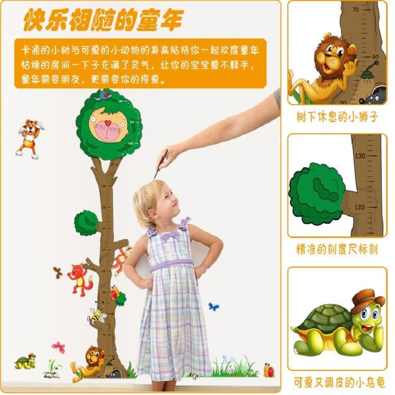 Cartoon Animals tree children measuring height wall sticker  room background wall stickers MJ8022