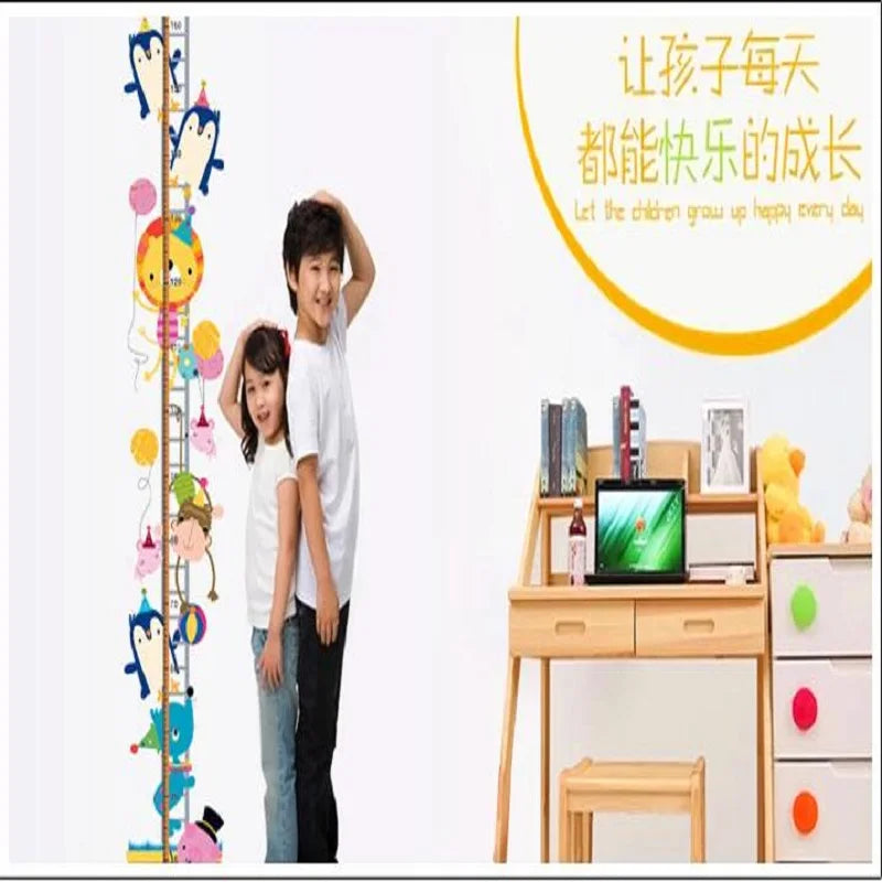Kids Growth Chart Height Measurement Sticker Cute Animal for Kids Room School Decoration Wall Sticker