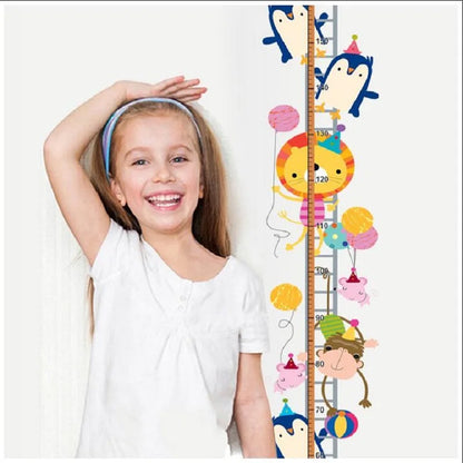 Kids Growth Chart Height Measurement Sticker Cute Animal for Kids Room School Decoration Wall Sticker
