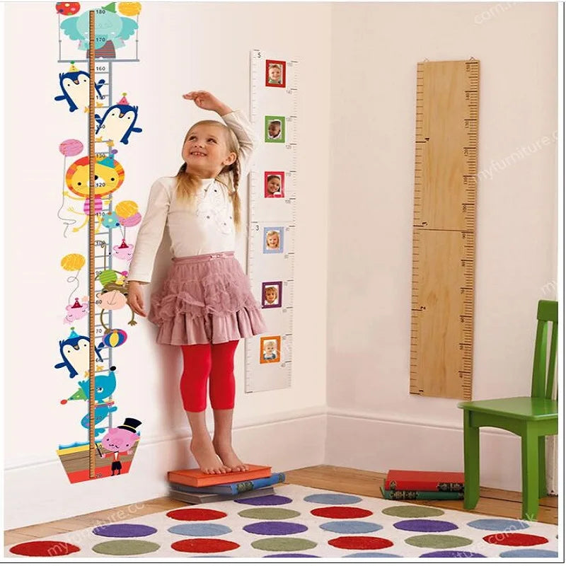 Kids Growth Chart Height Measurement Sticker Cute Animal for Kids Room School Decoration Wall Sticker