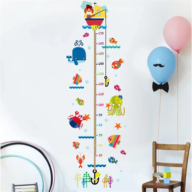 Cartoon Measure Height Wall Stickers Kids Room Growth Children Height Ruler