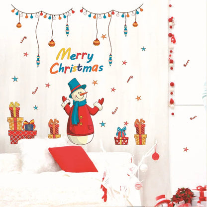 Christmas Color Cartoon Window Stickers Window Decoration Wall Stickers Glass Window Stickers