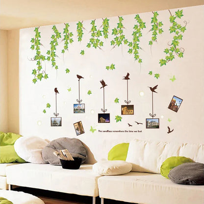 Green Leaves Vines Photo Frame Wall Sticker Home Decor Removable Vinyl Mural art Decals Living Room Decoration xl9003a