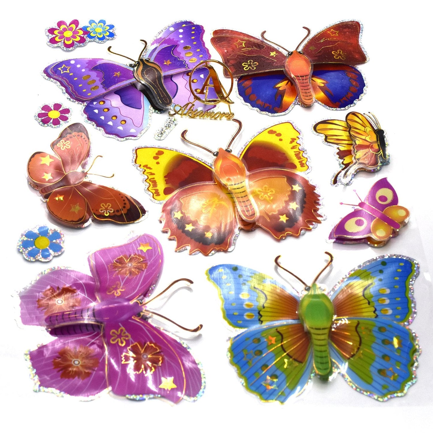 Pack of 8 7d muti &colorful butterflies