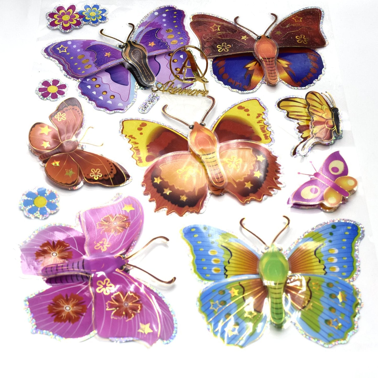 Pack of 8 7d muti &colorful butterflies