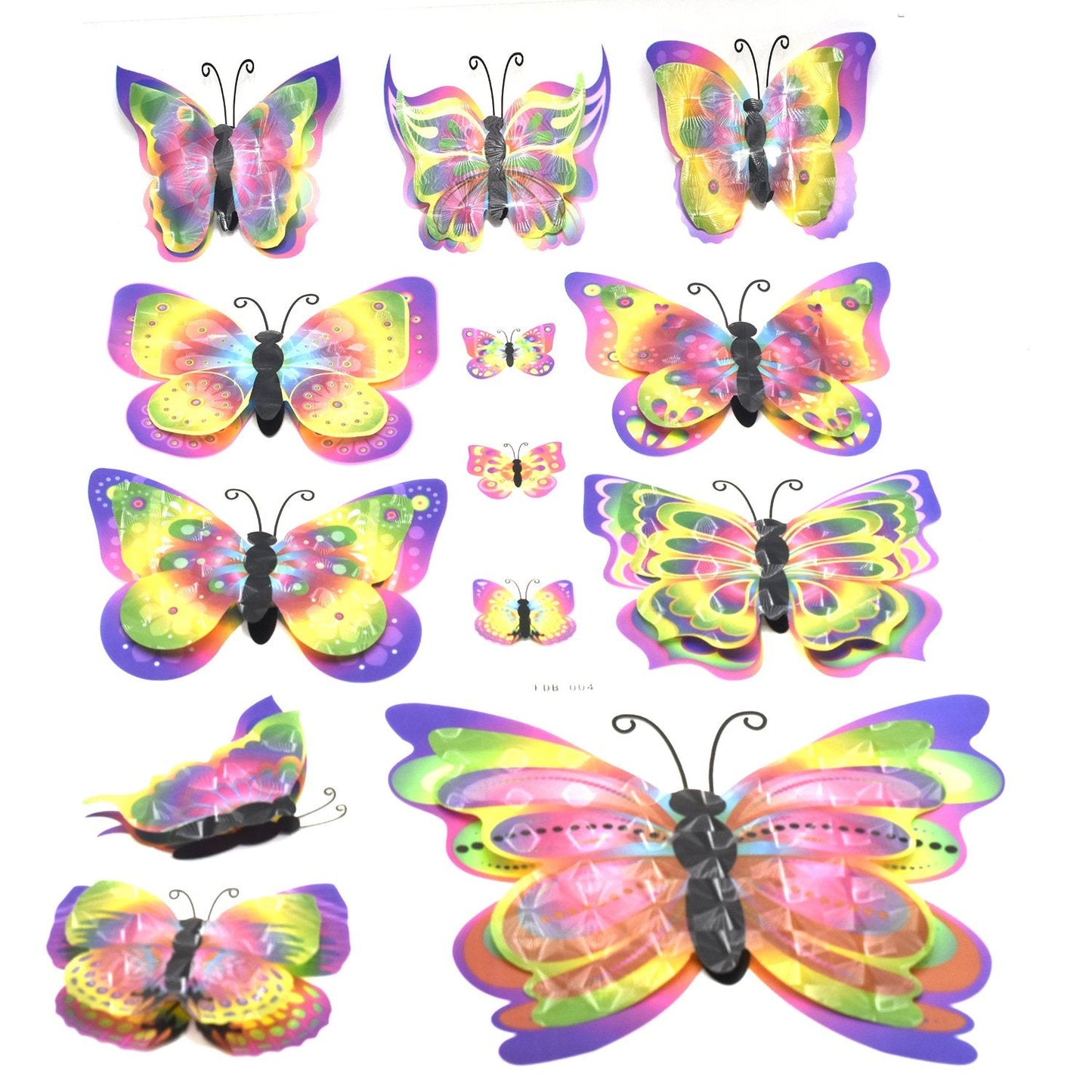 Pack of 10 colorful butterflies