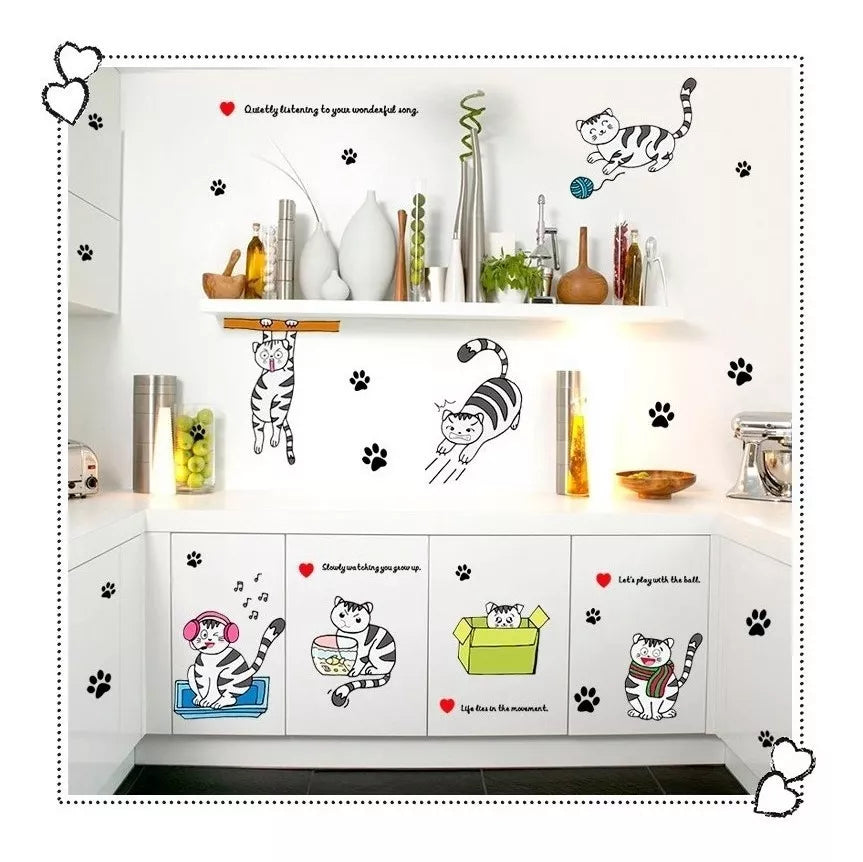 Sk9049 Small Naughty Cat Wall Sticker