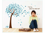 Asmi Collections Wall Stickers Blue Tree and Flowers AY9026B