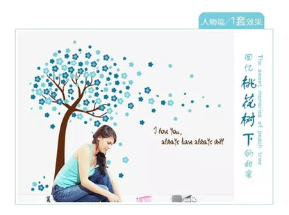 Asmi Collections Wall Stickers Blue Tree and Flowers AY9026B