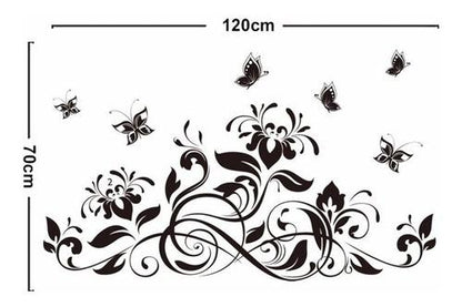 Black blossom and Butterfly wall Sticker jm7164