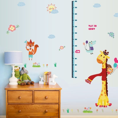 Sk9151 Cartoon Giraffe Height Kids Wall Sticker