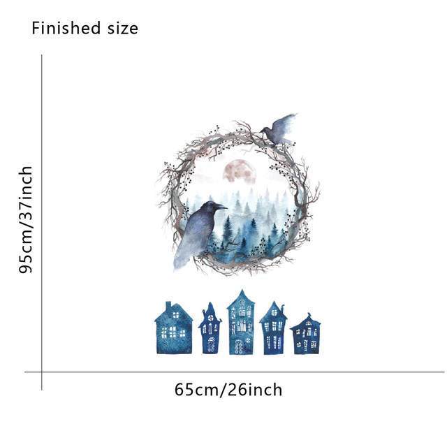 JM7360 Halloween Ghost Bird Creative Decoration Background Wall Sticker - Multi-A