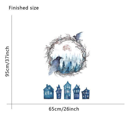 JM7360 Halloween Ghost Bird Creative Decoration Background Wall Sticker - Multi-A