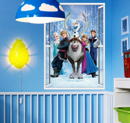 Cartoon Princess Elsa Anna Diy Frozen Wall Stickers Kids Rooms Background Decoration Removable Children Bedroom Poster Decor lm7023