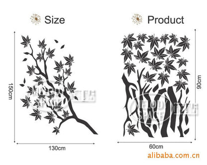 Fashion pvc wall stickers bedroom living room TV Dining Maple flowers backdrop - Sticker JM7005