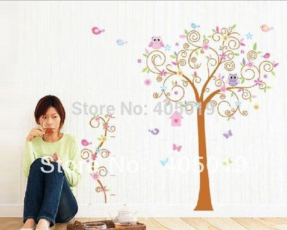 JM7250AB Owl Tree Wall Stickers for Kids Rooms 2pcs=1set Large Home Decor