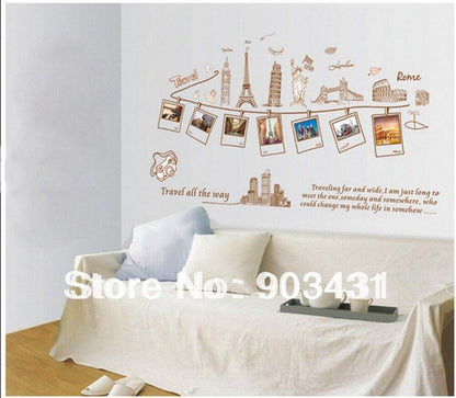 Large Size Wall Decal Creative Combination World Travel Wall Stickers for Home Decoration ay9011